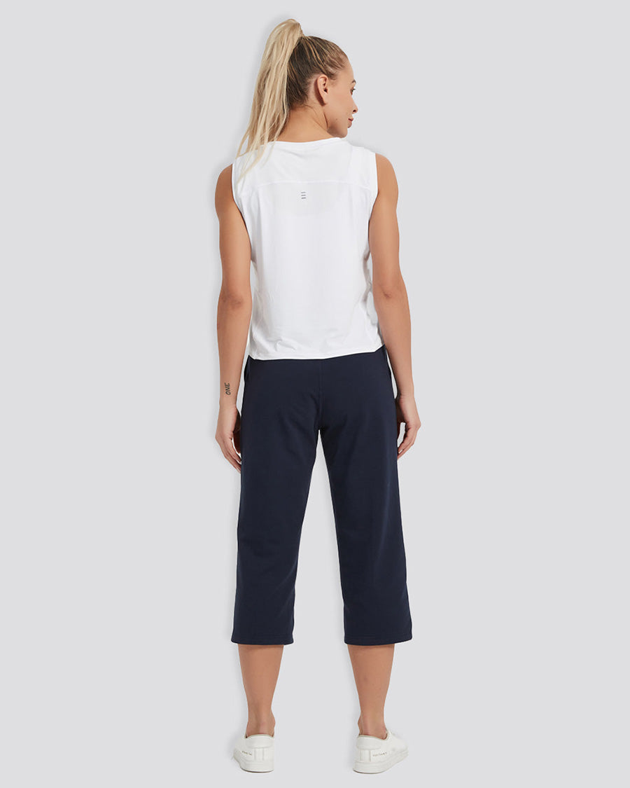 Navy Cotton Capri Sweatpants