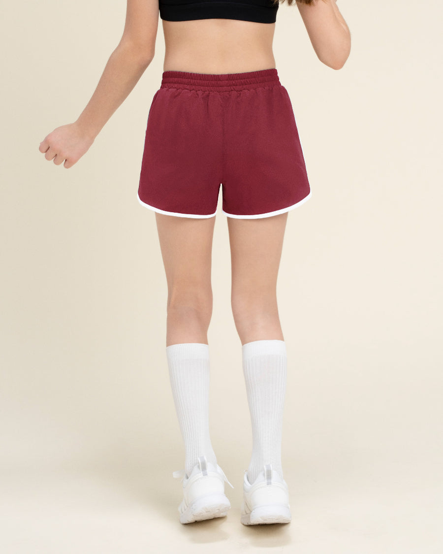 Maroon Girls Stretchy Athletic Shorts