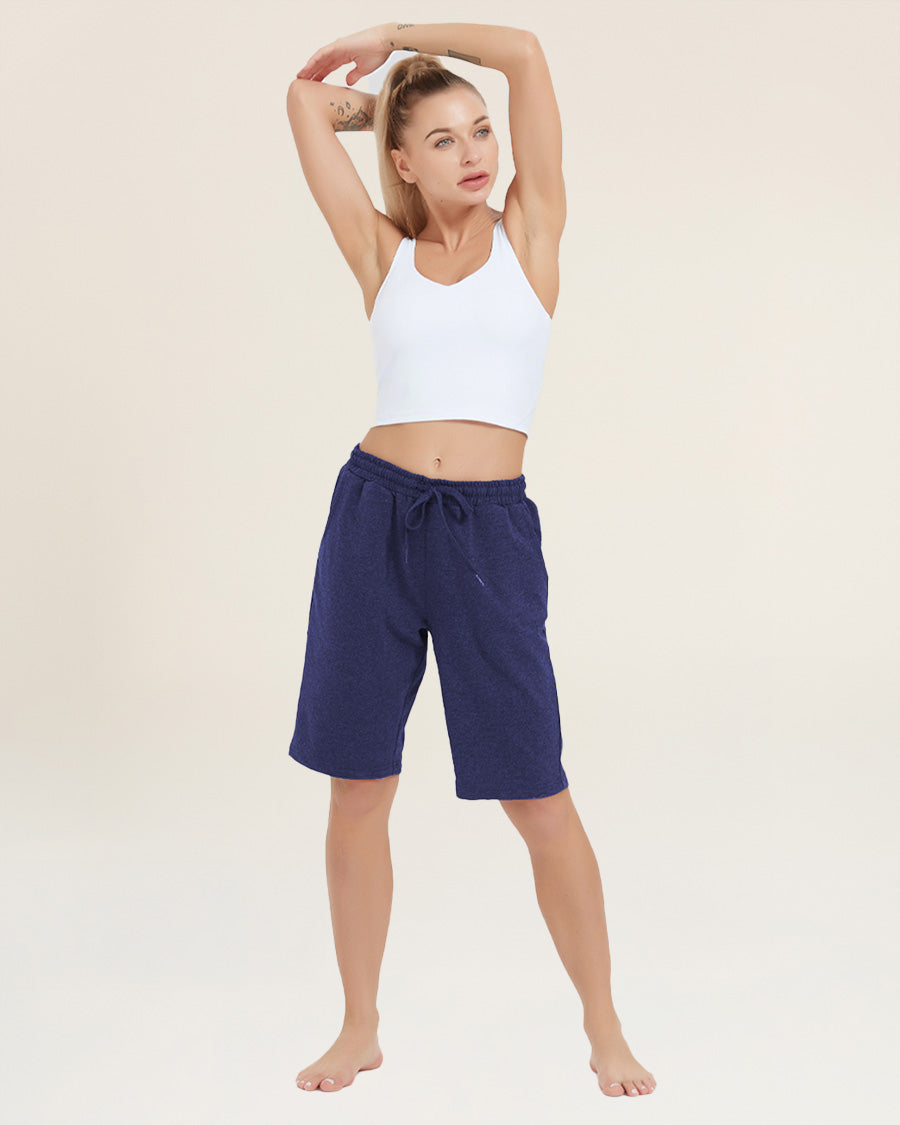 Navy Cotton Lounge Shorts 10”