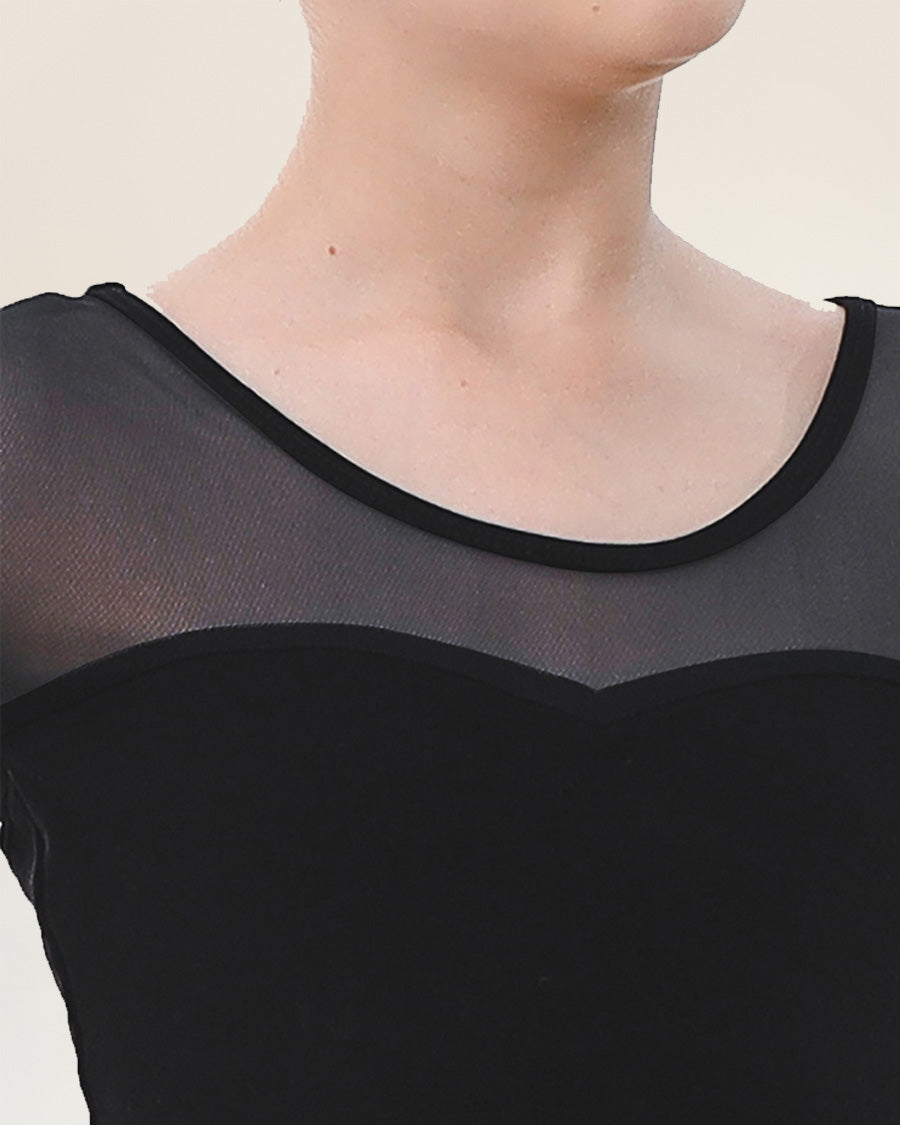 Black Girls Sweetheart Mesh Inserted Tank Leotard