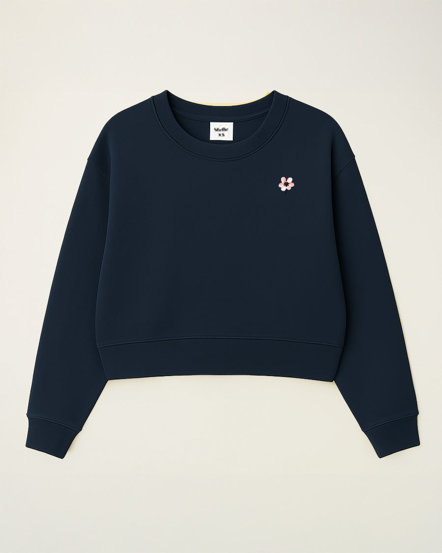 Navy Crop Oversized Sweatshirt