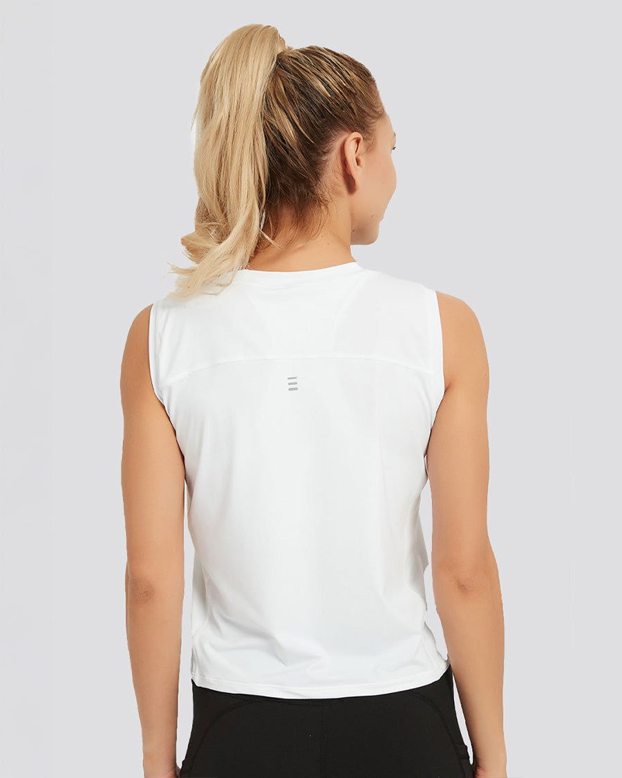 White Origin Sleeveless Workout Crop Top