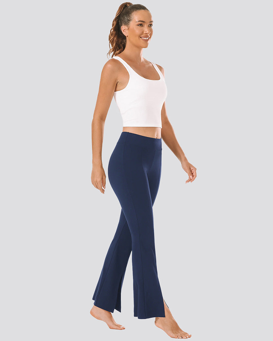 Navy Bootcut Yoga Pants Split Hem Flare