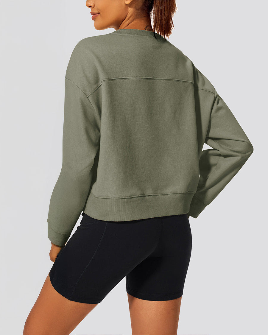 Utility Green Crop Oversized Sweatshirt