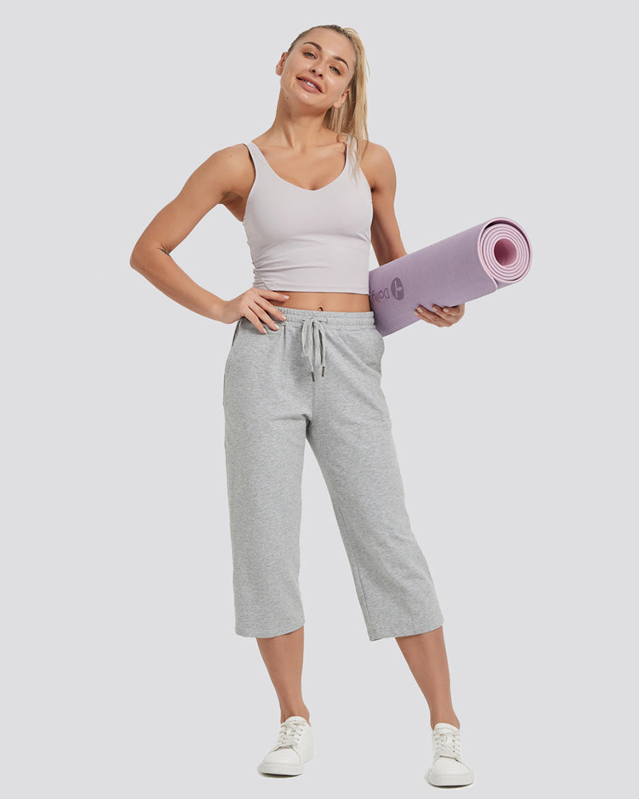 Light Grey Cotton Capri Sweatpants