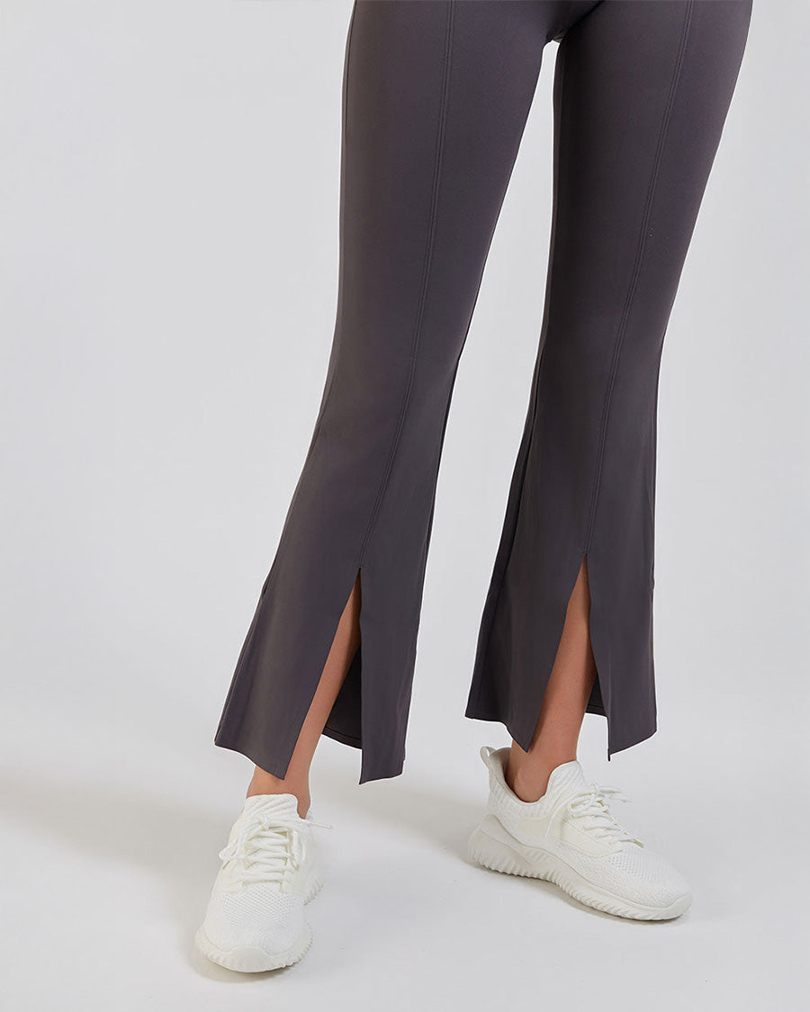 Grey Bootcut Yoga Pants Split Hem Flare