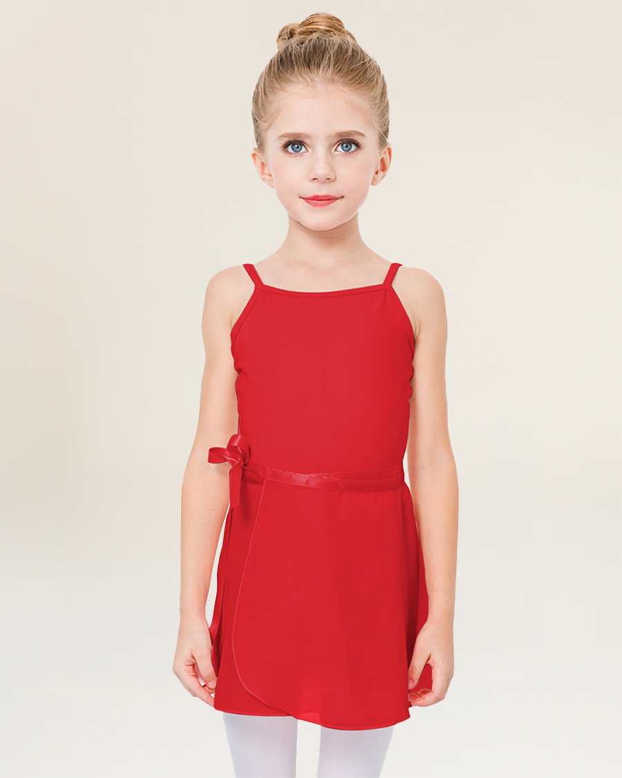 Red Girls Chiffon Wrap Skirt With Adjustable Tie
