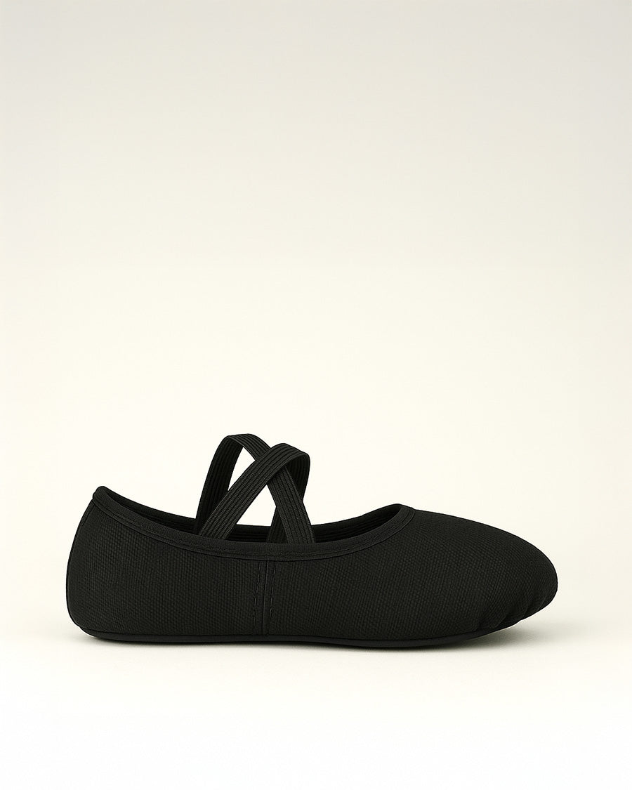 Black Kids Classic Canvas Ballet Shoes (no drawstring)