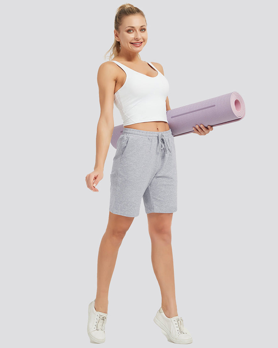 Light Grey Cotton Sweat Shorts 7"