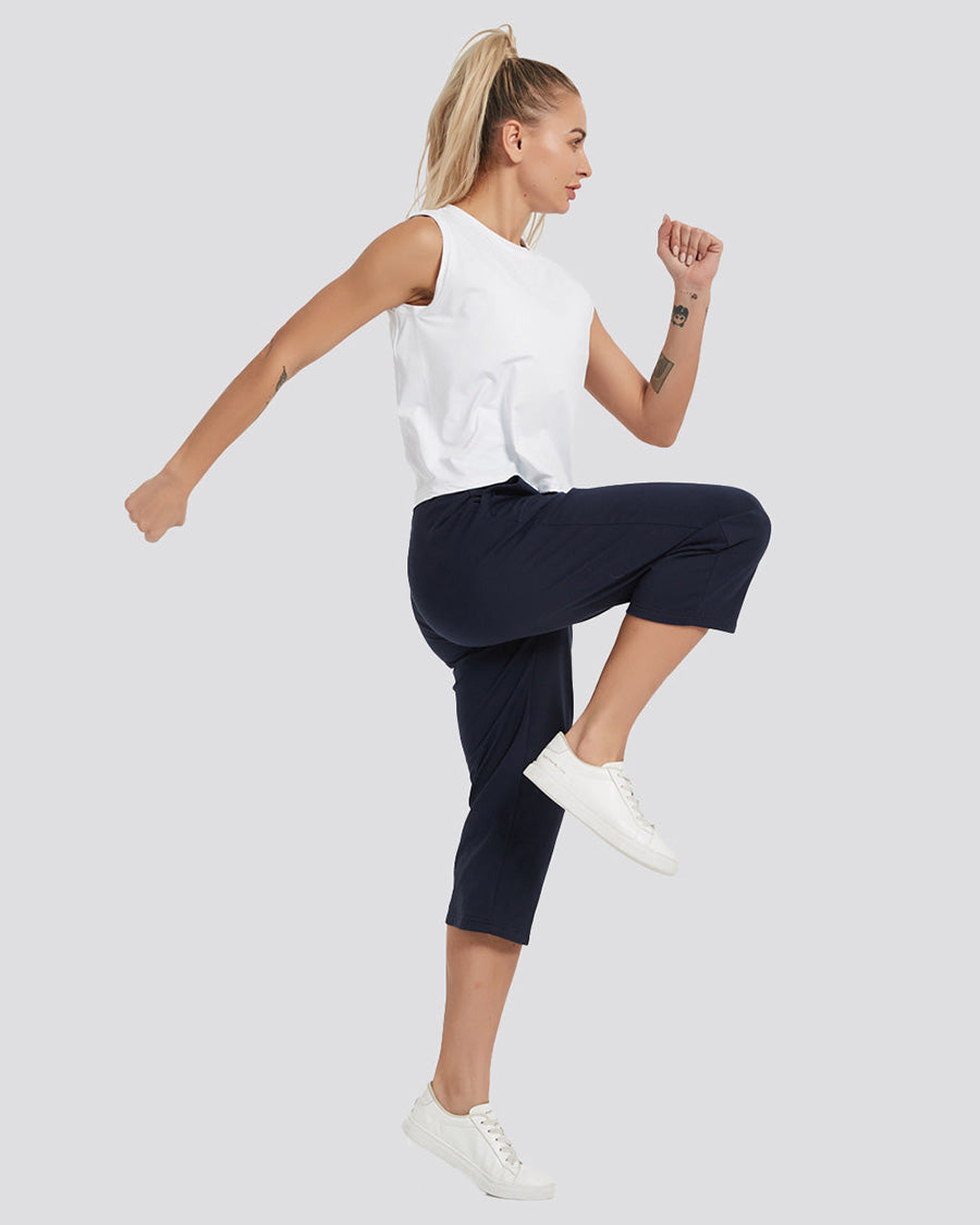 Navy Cotton Capri Sweatpants