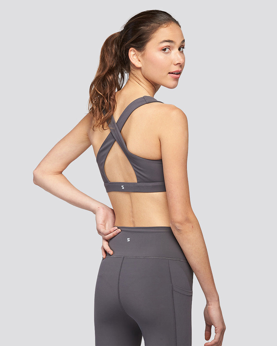 Charcoal SoftLuxe Cross Back Sports Bra