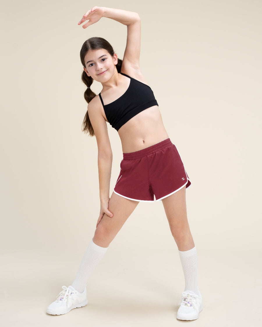 Maroon Girls Stretchy Athletic Shorts