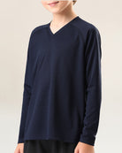 Navy Kids Athletic Performance Long Sleeve Shirts