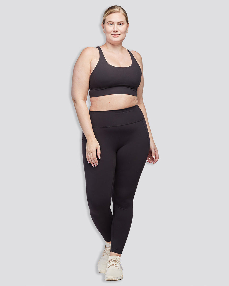 Black SoftLuxe Criss Cross Back Strap Sports Bra