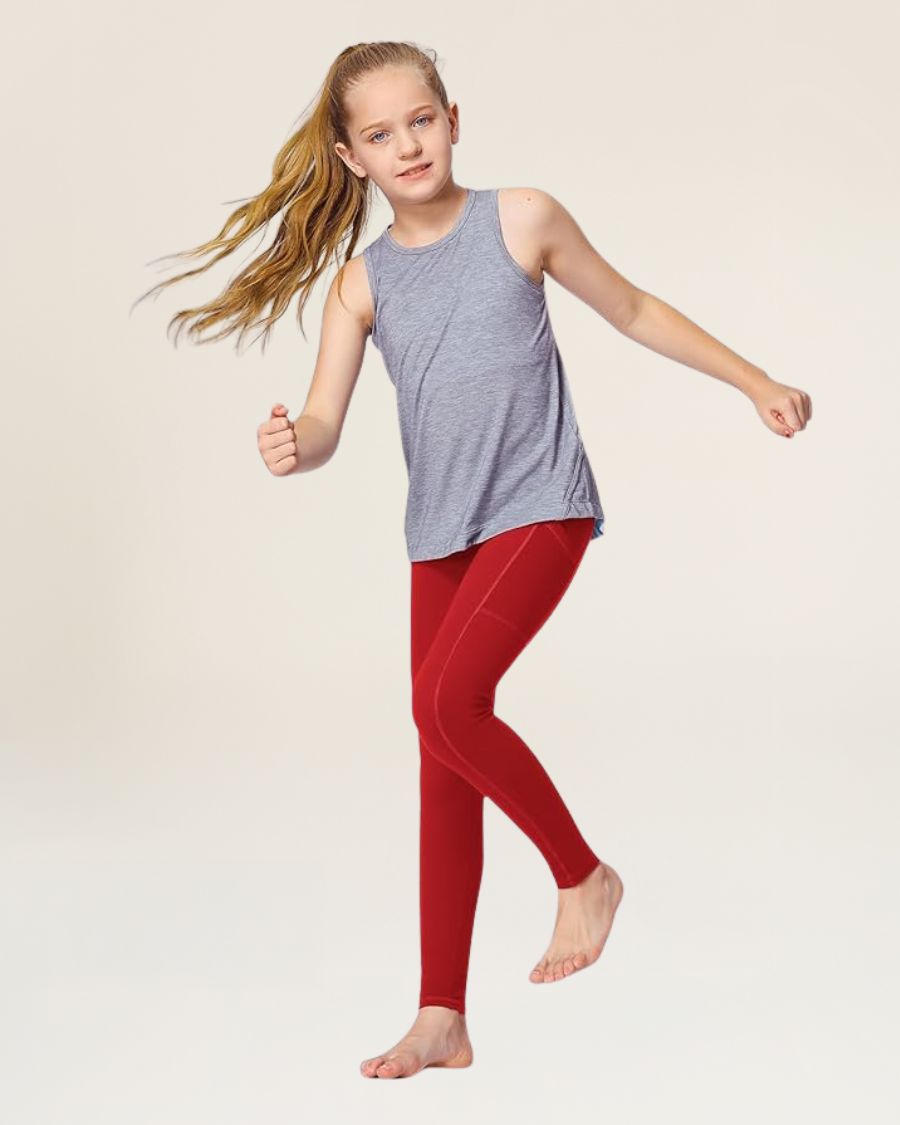 Red Girls Athletic Leggings