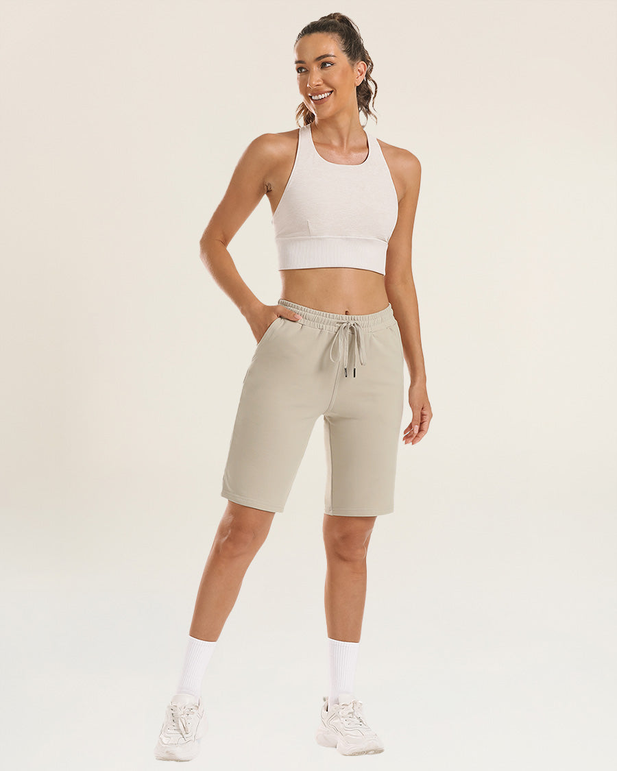 Khaki Cotton Lounge Shorts 10”