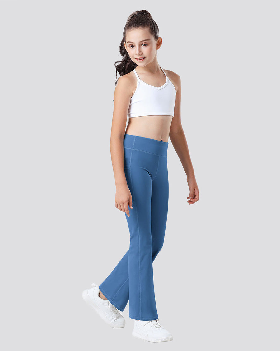 Blue Girls Flare Leggings with 2 Pockets