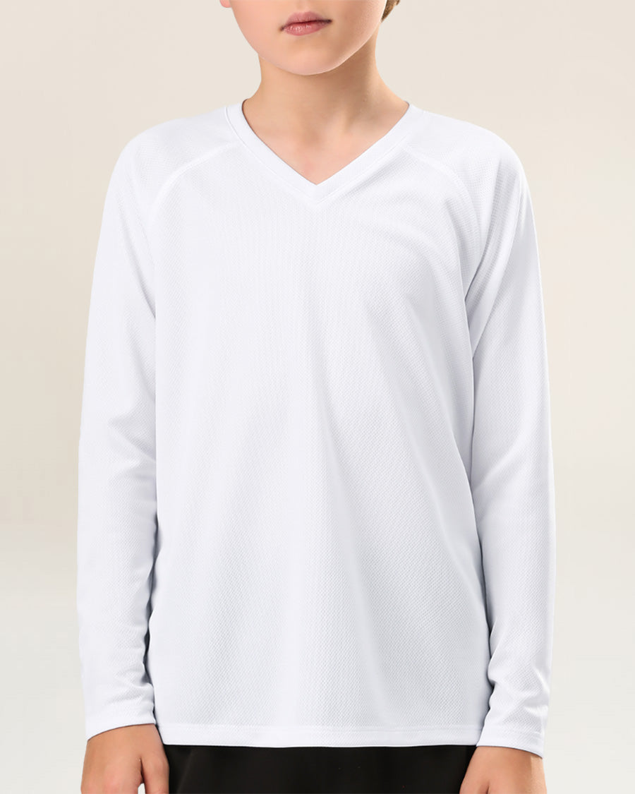 White Kids Athletic Performance Long Sleeve Shirts