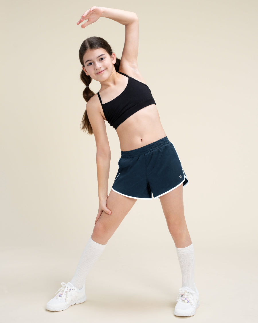 Prussian Blue Girls Stretchy Athletic Shorts