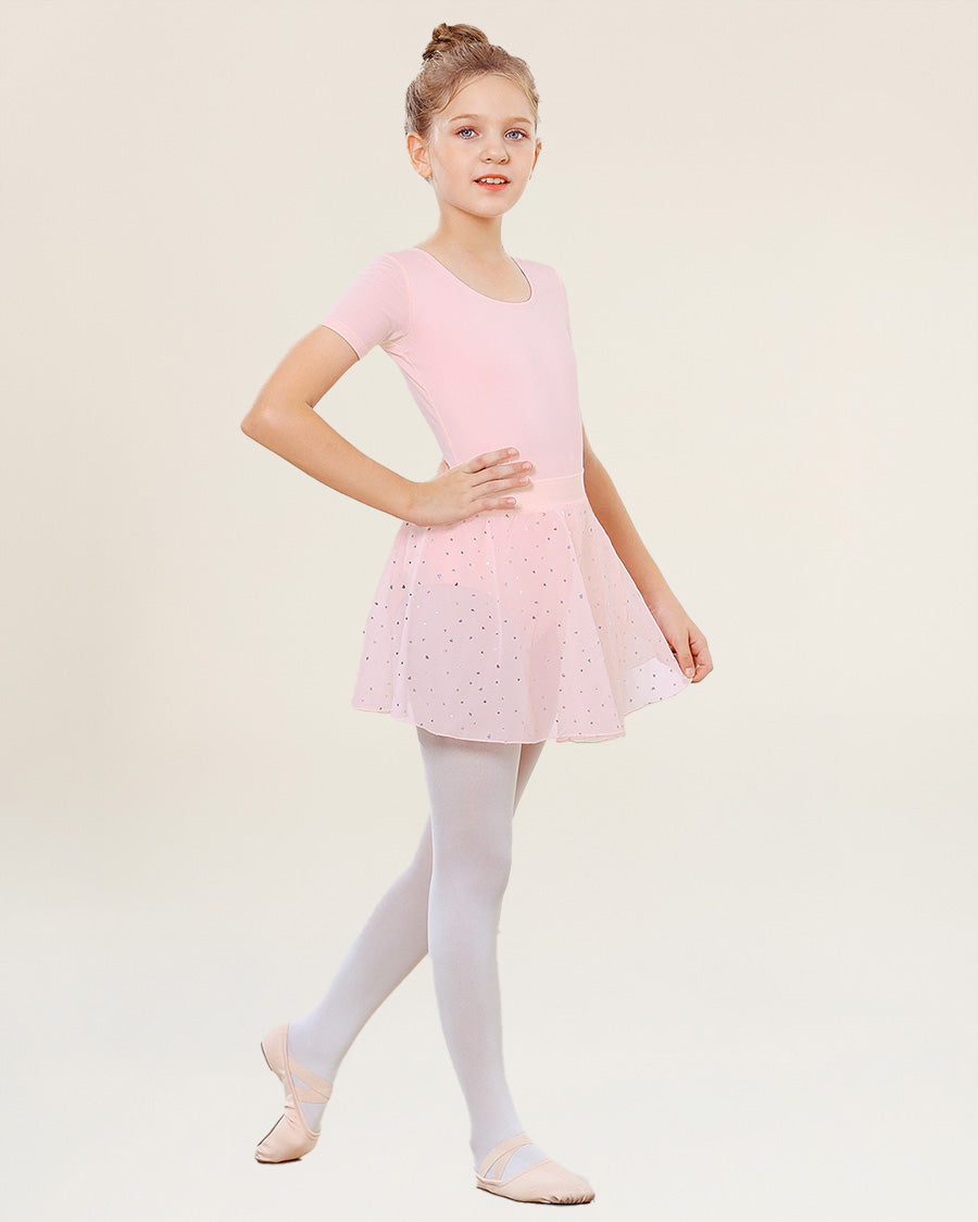 Sparkling Ballet Pink Girls Chiffon Pull-On Wrap Skirt