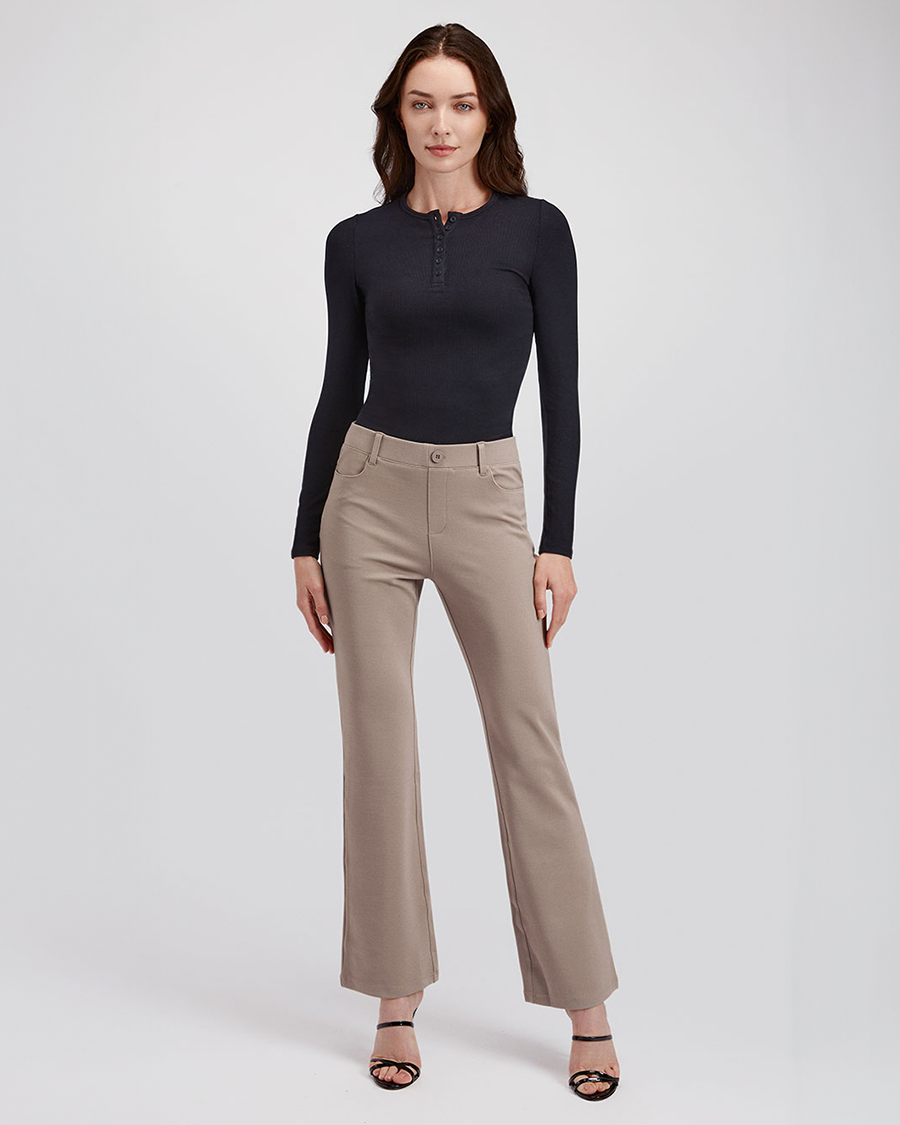 Grey Khaki Women Business Casual Work Pants  | Bootcut