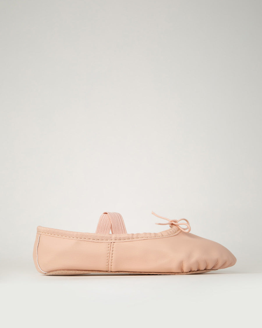 Ballet Pink Kids PU Leather Ballet Shoes (Full Sole, With Lace)