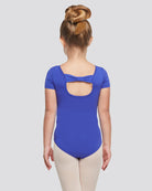 Royal Blue Girls Bowknot Short Sleeve Ballet Leotard