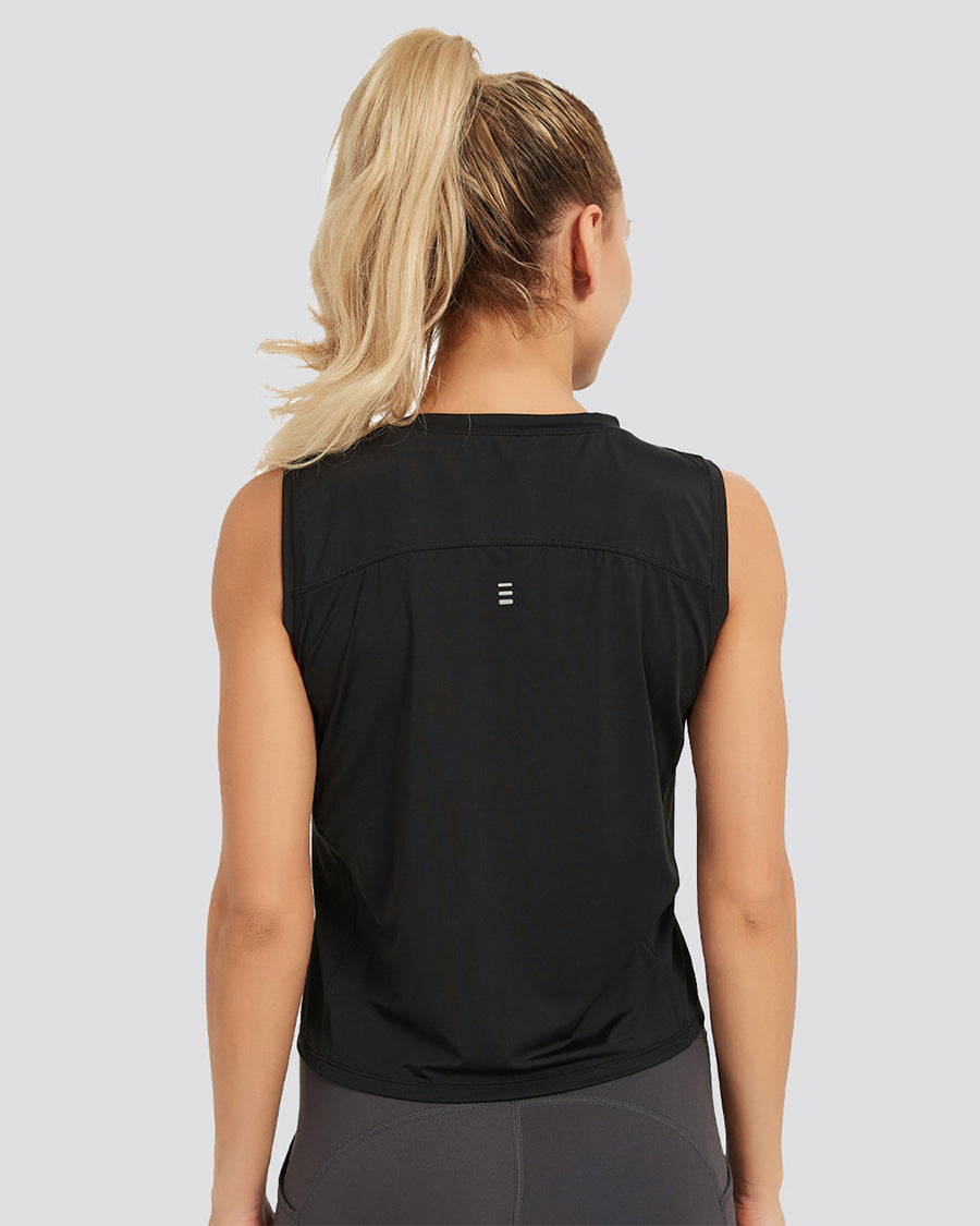 Black Origin Sleeveless Workout Crop Top