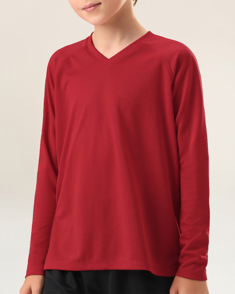 Red Kids Athletic Performance Long Sleeve Shirts