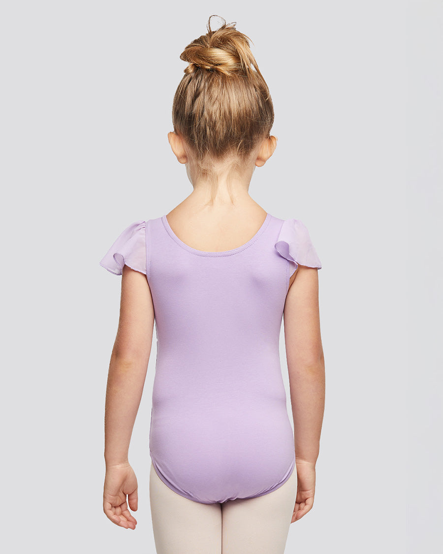 Lavender Girls Flutter Sleeve Dance Leotard -  View 2