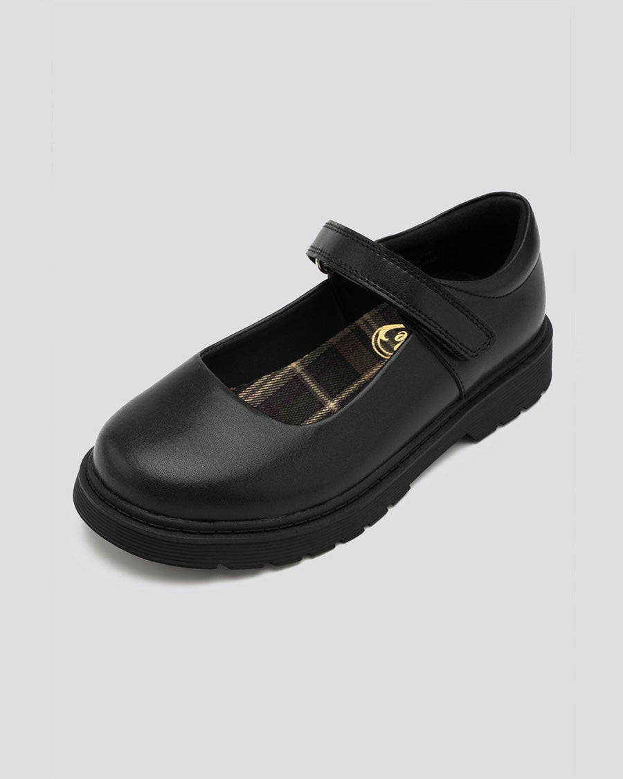 Girls Matte Black Mary Janes with Detachable Bows - View 4
