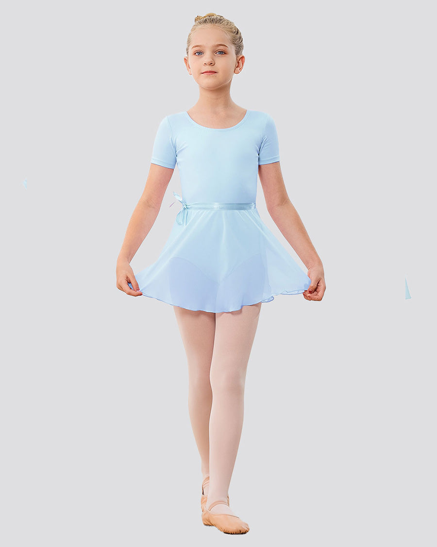 Blue Girls Ballet Leotard Starter Kit (Short Sleeves Leotard & Chiffon Skirt & Tights)