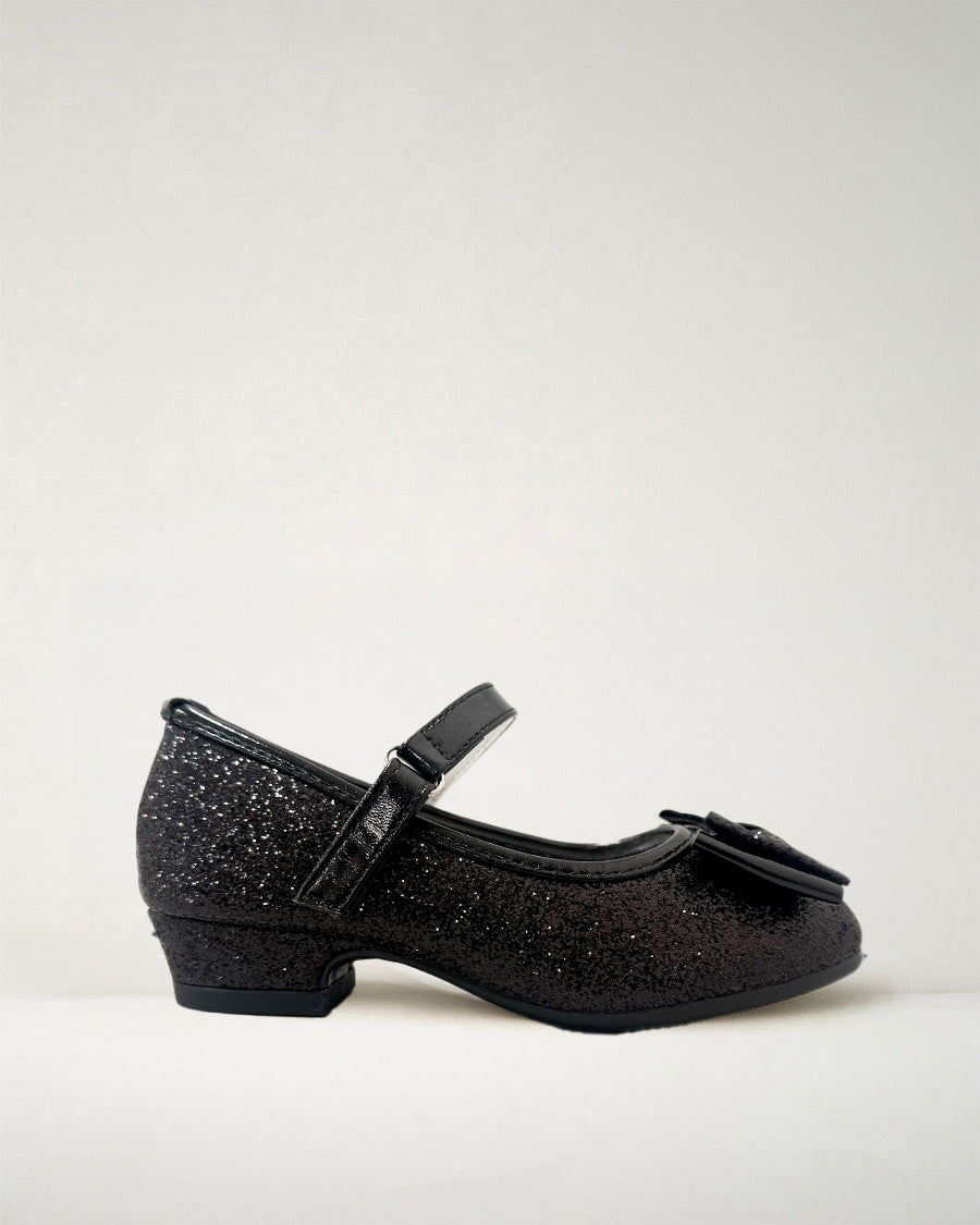 Black Girls Glitter Mary Jane Low Heel Shoes
