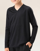 Black Kids Athletic Performance Long Sleeve Shirts
