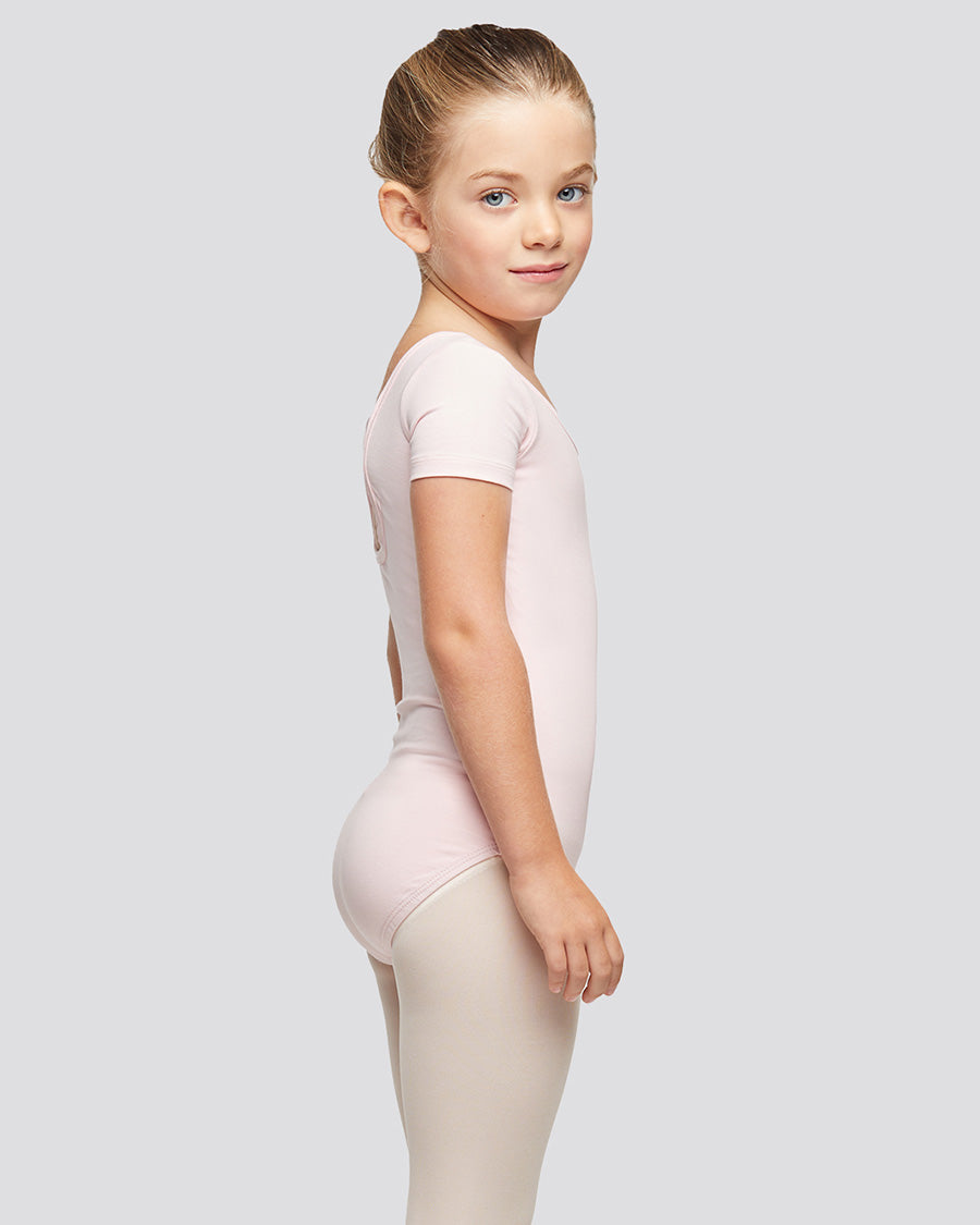 Ballet Pink Girls Bowknot Short Sleeve Ballet Leotard