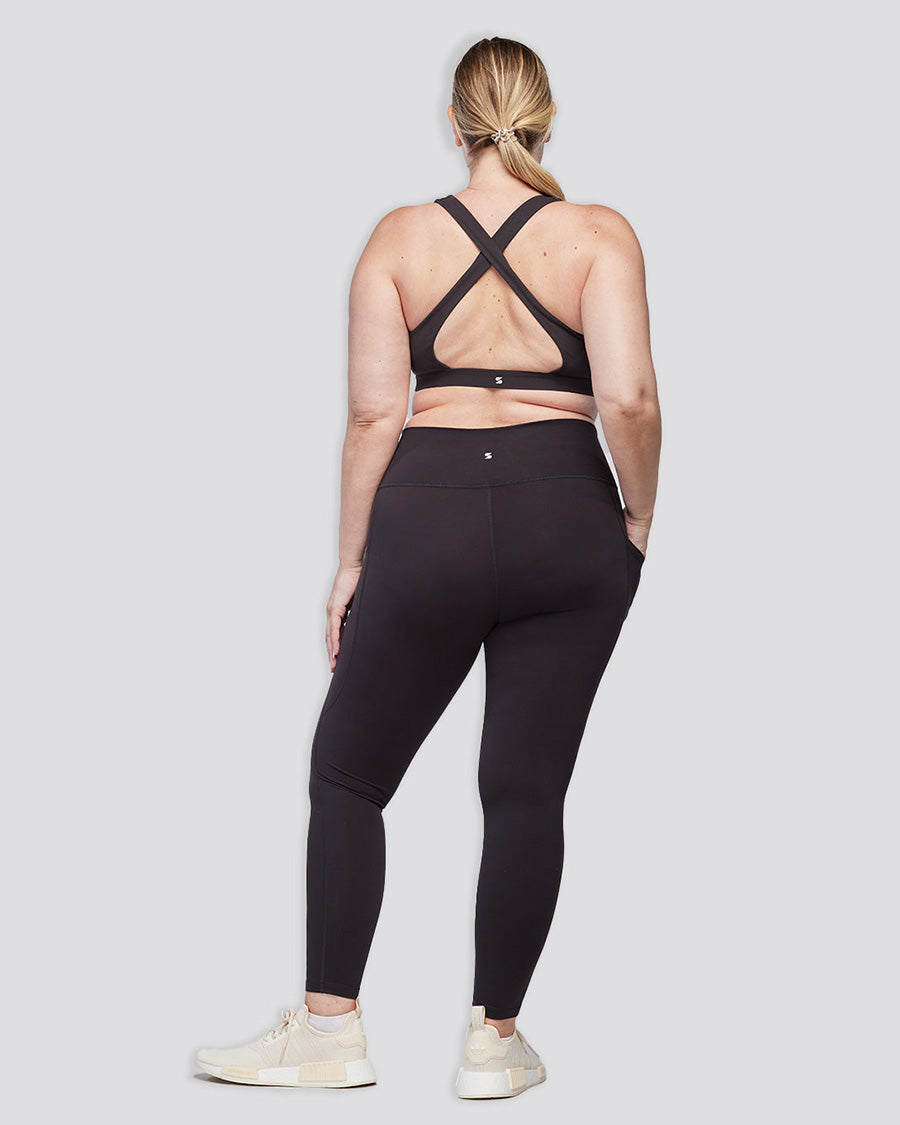 Black SoftLuxe Cross Back Sports Bra