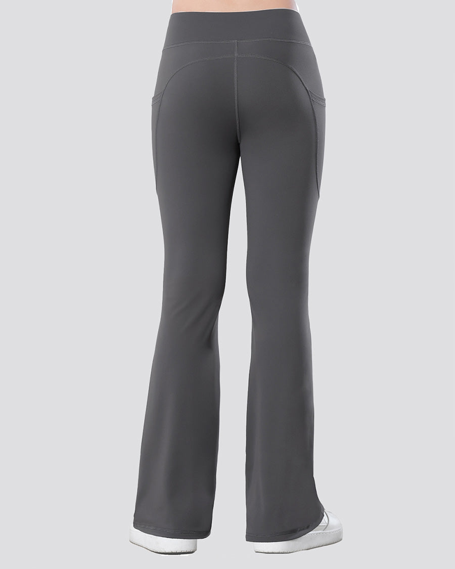 Grey Girls Flare Leggings with 2 Pockets