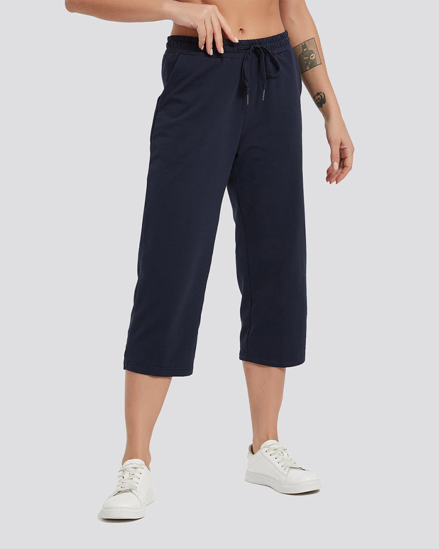 Navy Cotton Capri Sweatpants