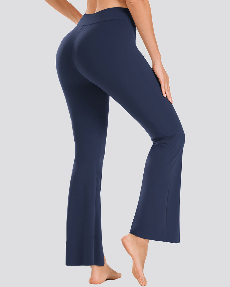 Navy Bootcut Yoga Pants Split Hem Flare