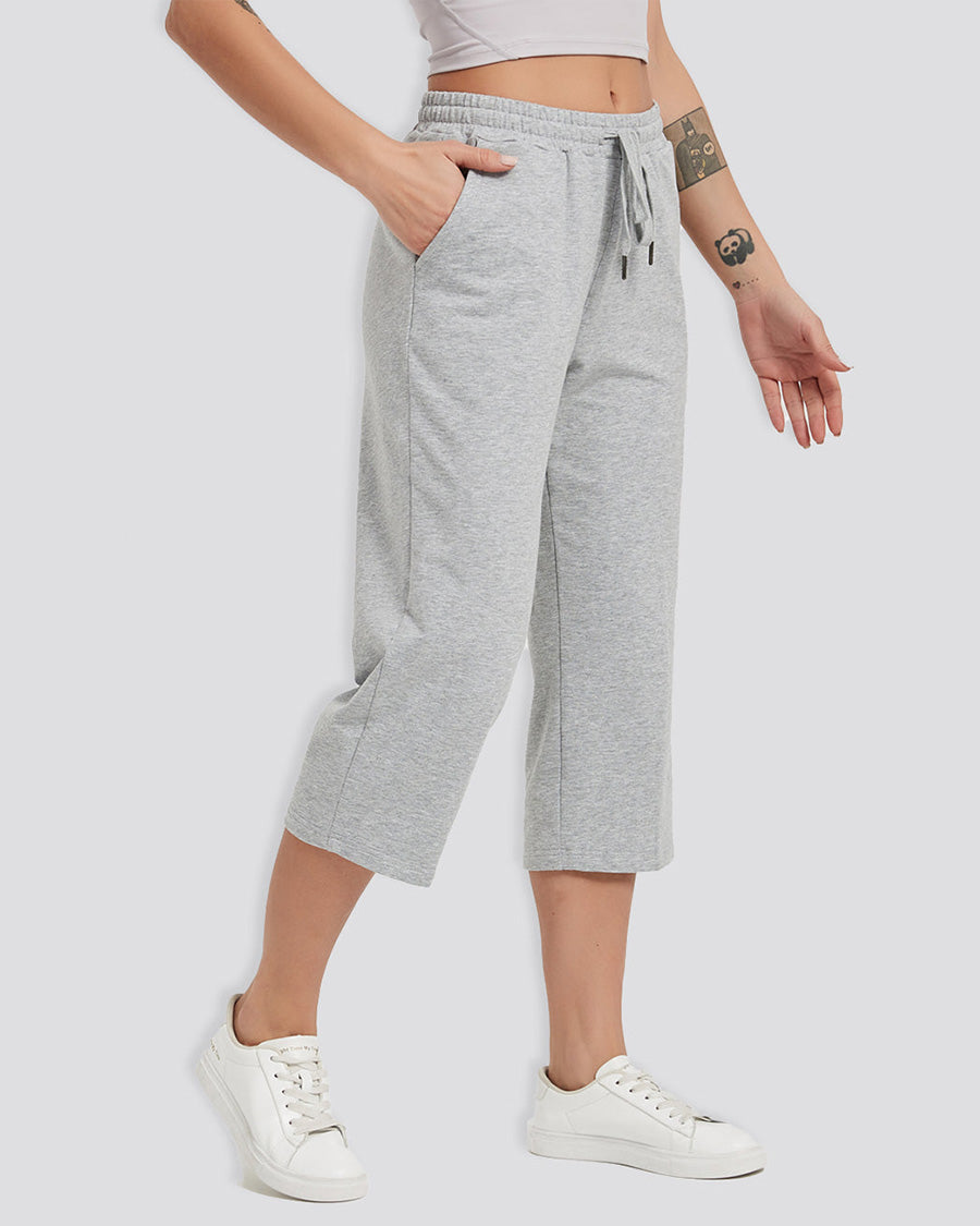 Light Grey Cotton Capri Sweatpants