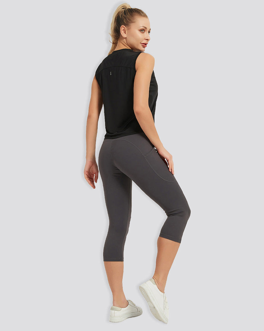 Black Origin Sleeveless Workout Crop Top