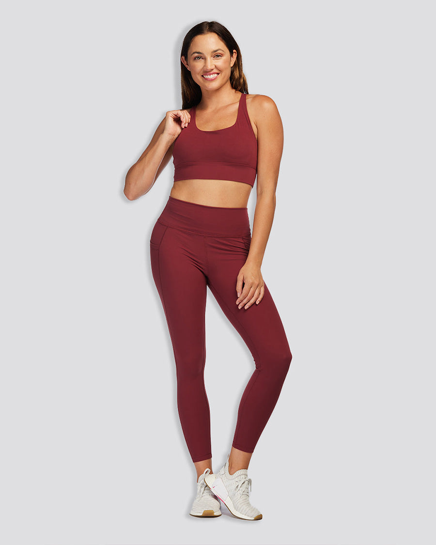 Burgundy SoftLuxe Criss Cross Back Strap Sports Bra
