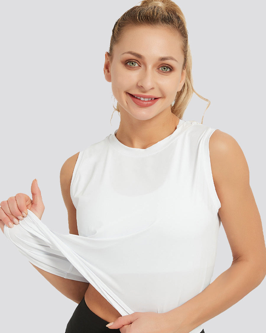 White Origin Sleeveless Workout Crop Top
