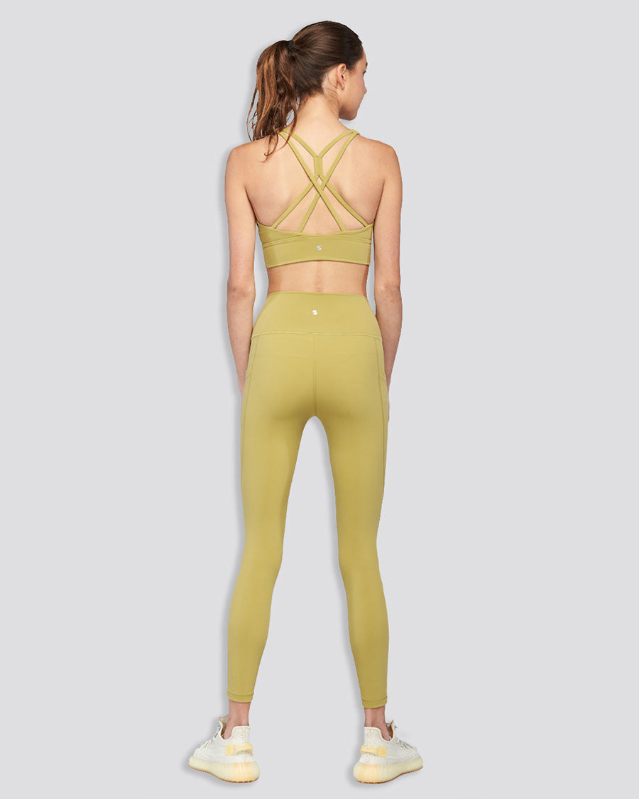 Golden Lime SoftLuxe Criss Cross Back Strap Sports Bra