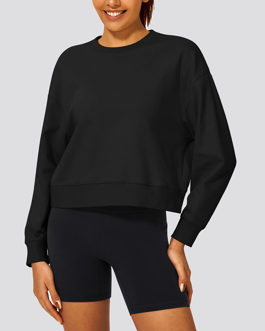 Black Crop Oversized Sweatshirt