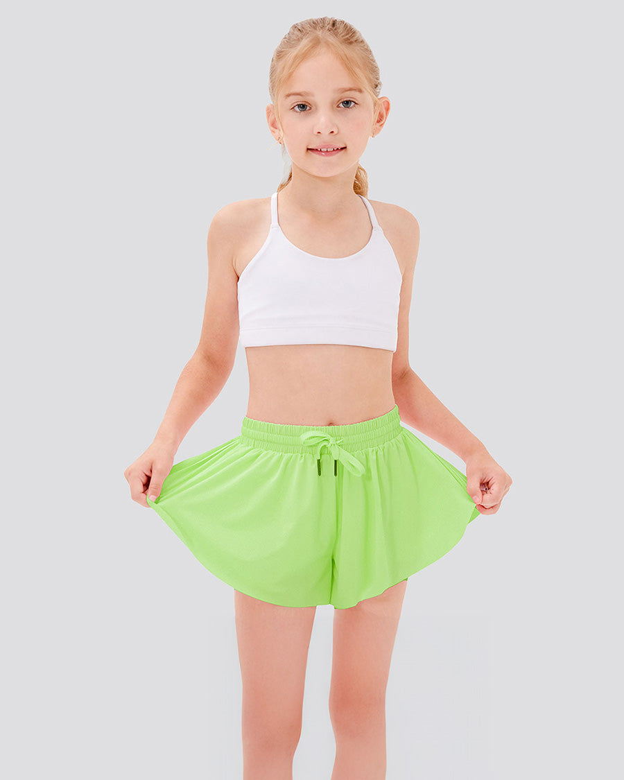 Neon Green Girls Flowy Shorts