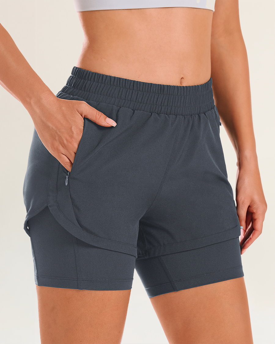 Grey FlexRun Convertible 2 in 1 Running Shorts