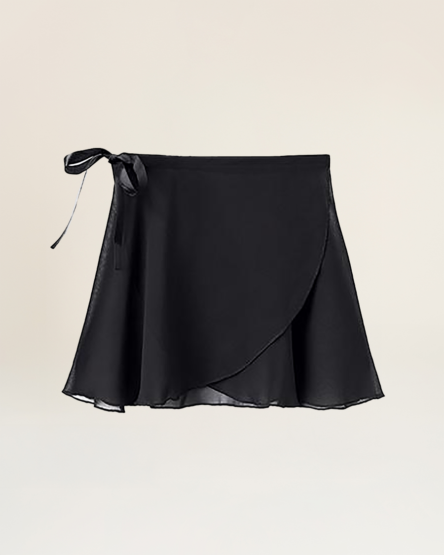 Black Girls Chiffon Wrap Skirt With Adjustable Tie