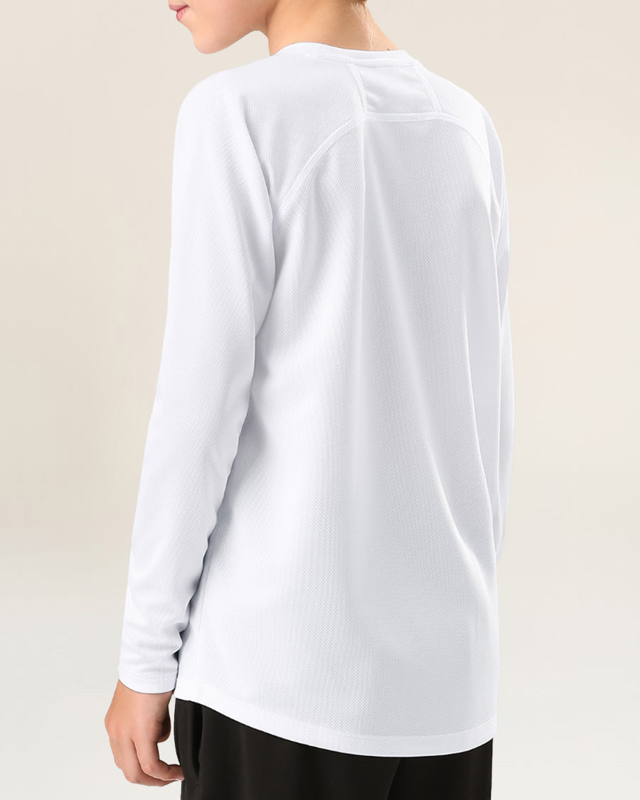 White Kids Athletic Performance Long Sleeve Shirts