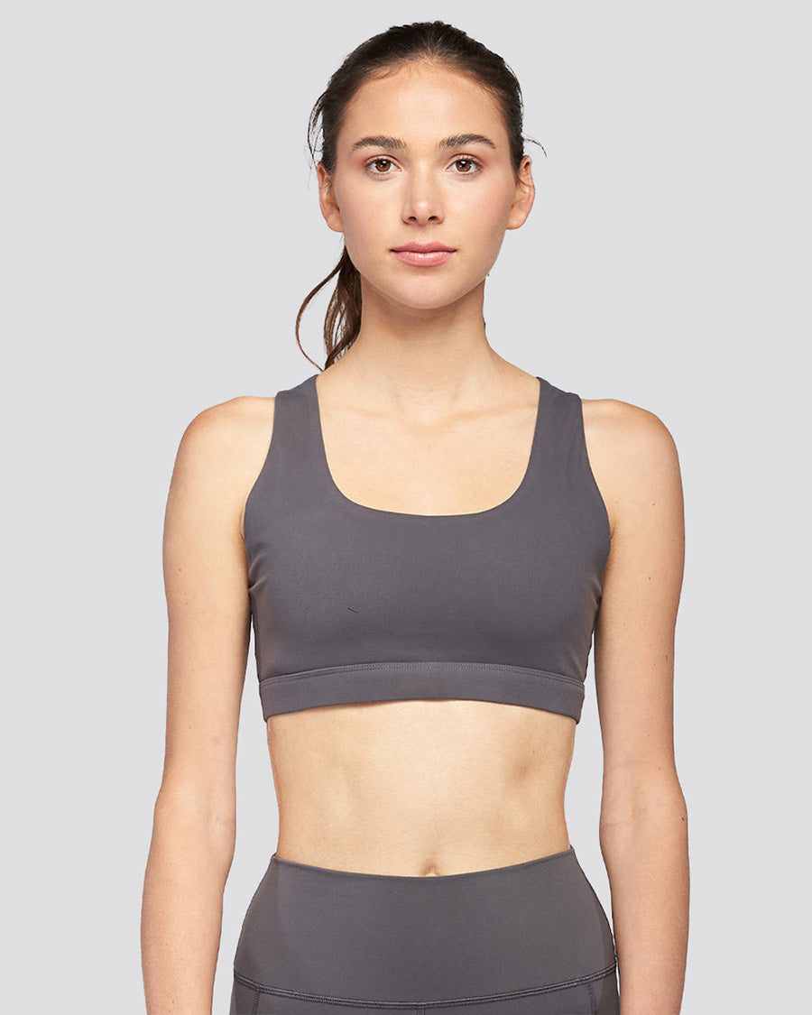 Charcoal SoftLuxe Cross Back Sports Bra
